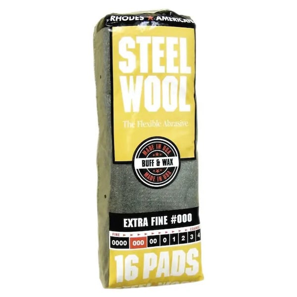 Homax #000 Rhodes American Steel Wool Pad Extra-Fine, PK 16 106601-06